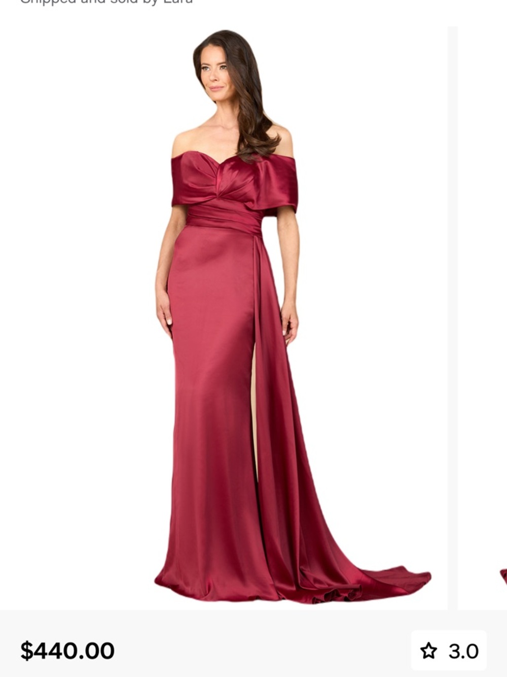 LARA One-Shoulder Satin Gown in Wine Red